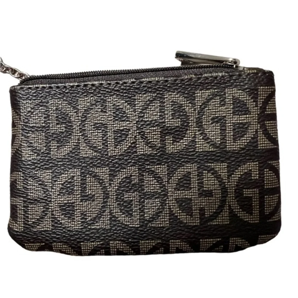 Giani Bernini Brown Logo Zipper ID / Coin Purse / Lipstick Case with Key Ring